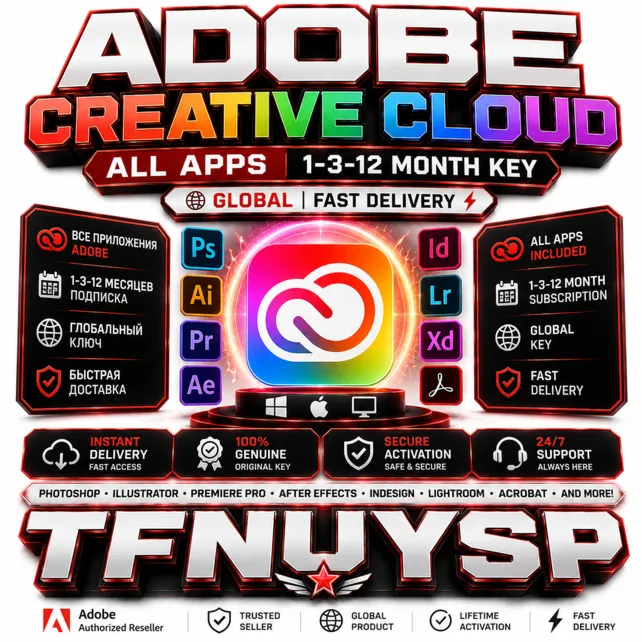 ADOBE CREATIVE CLOUD | КЛЮЧ 1-3- МЕСЯЦЕВ | GLOBAL | ВСЕ ПРИЛОЖЕНИЯ | АВТОВЫДАЧА
