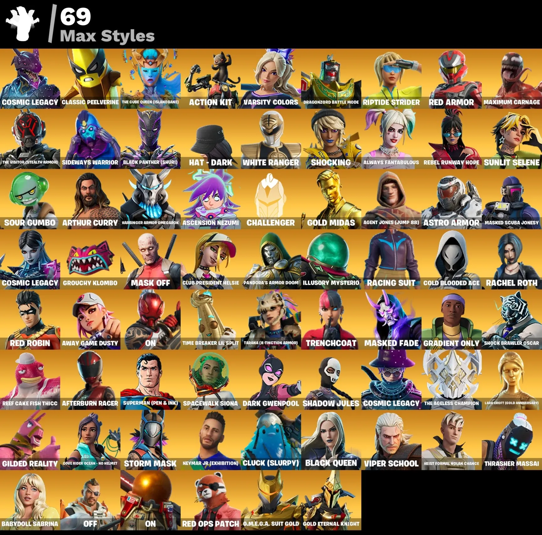 Мгновенный доступ • FN (все платформы) • 221 skins • Gold Midas • Полный доступ