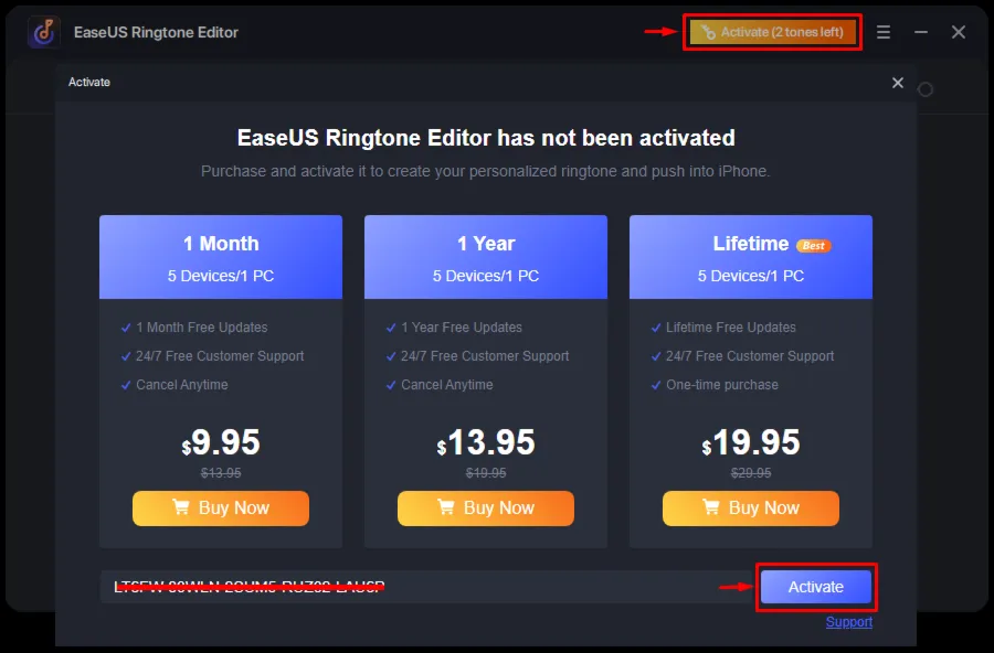EaseUS Ringtone Editor Код лицензии на 1 месяц