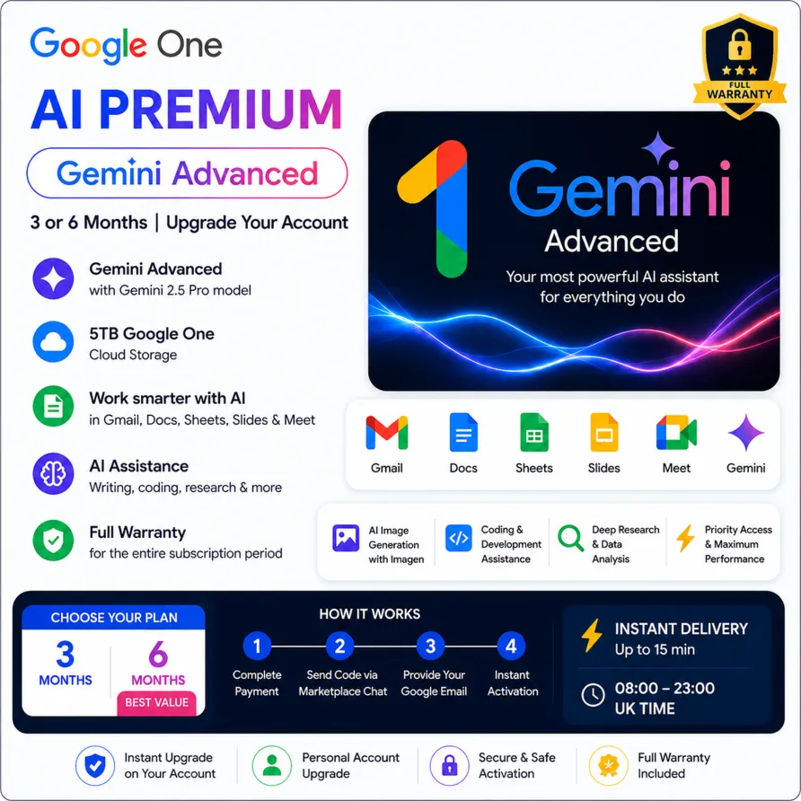 Google One AI Premium — Gemini Advanced | Апгрейд на 6 месяцев | Быстрая доставка - irongamers.ru