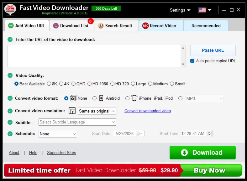 Fast Video Downloader Регистрационный ключ на 1 год