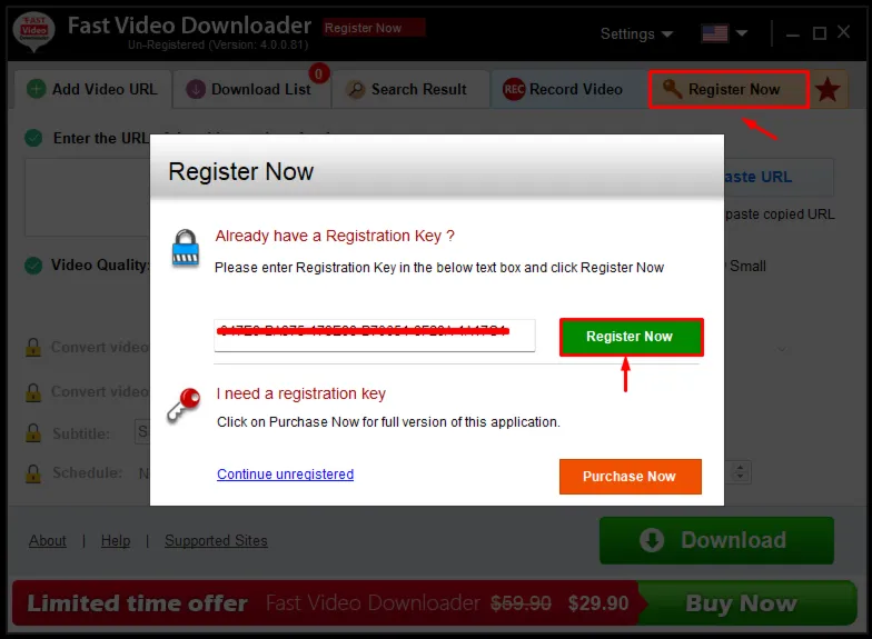 Fast Video Downloader Регистрационный ключ на 1 год