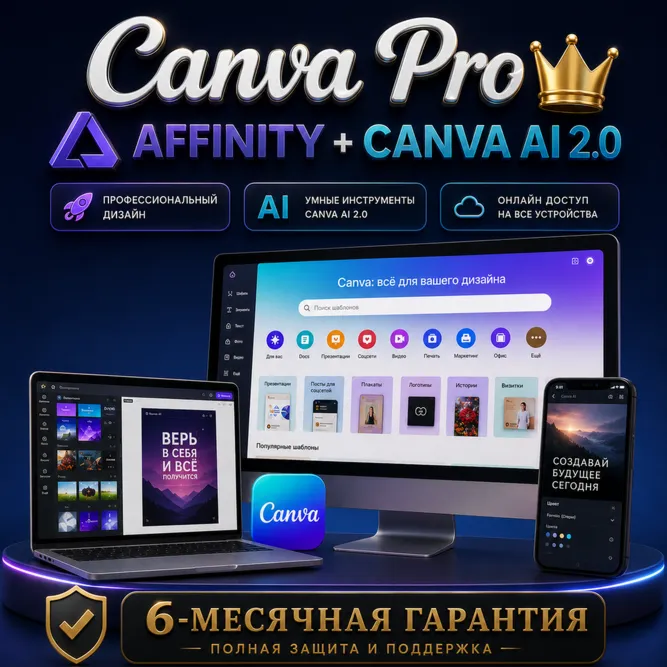 Canva Pro + Affinity Suite | 6 месяцев | На вашем личном аккаунте (приватный) [Canva