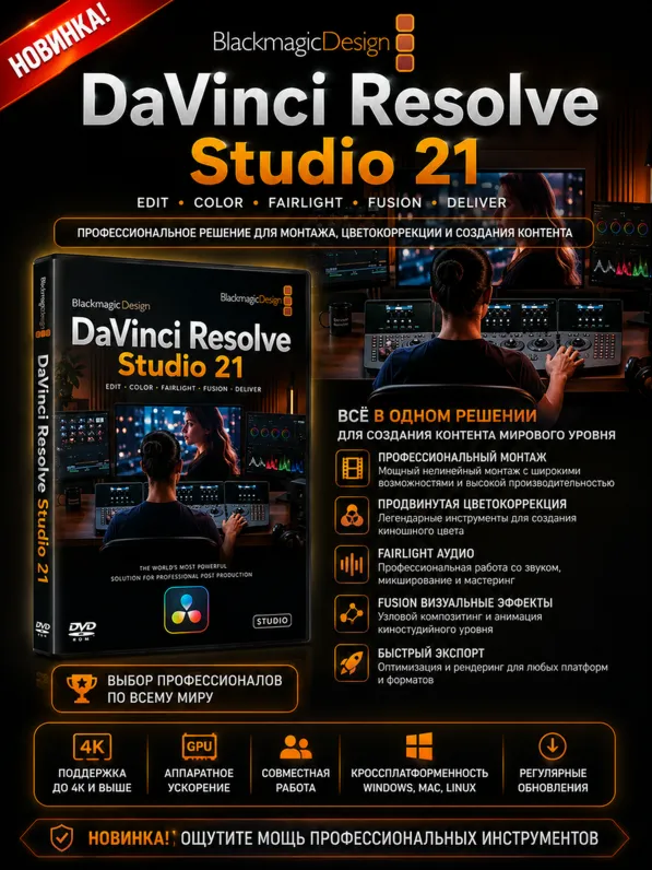 DaVinci Resolve Studio обработка видео и звука 21.0