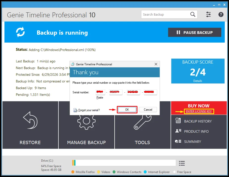 Genie Timeline Pro 10 Серийный номер