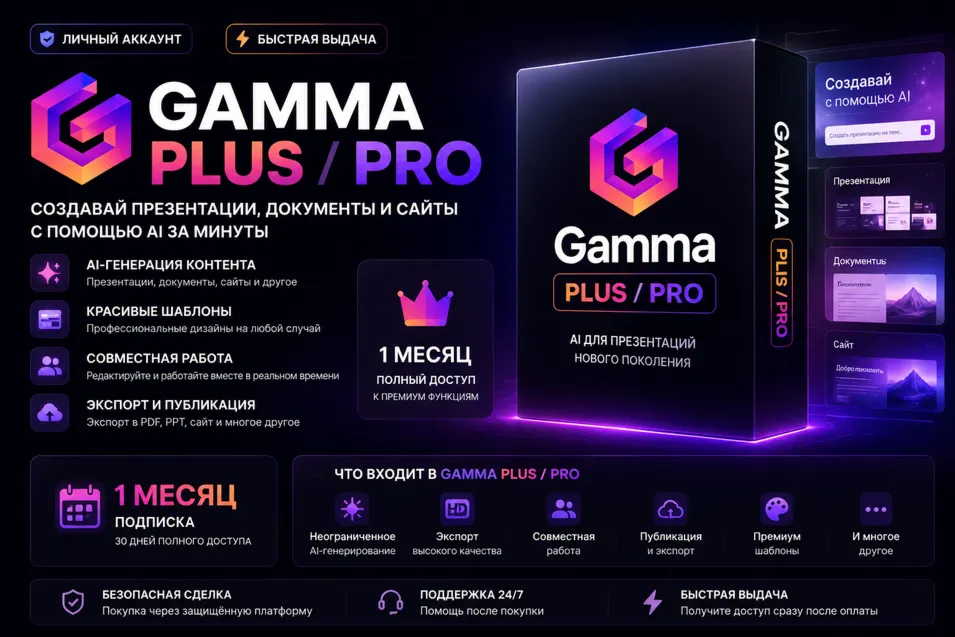 Gamma Plus / Pro — подписка 1 месяц | AI презентации, документы и сайты - irongamers.ru