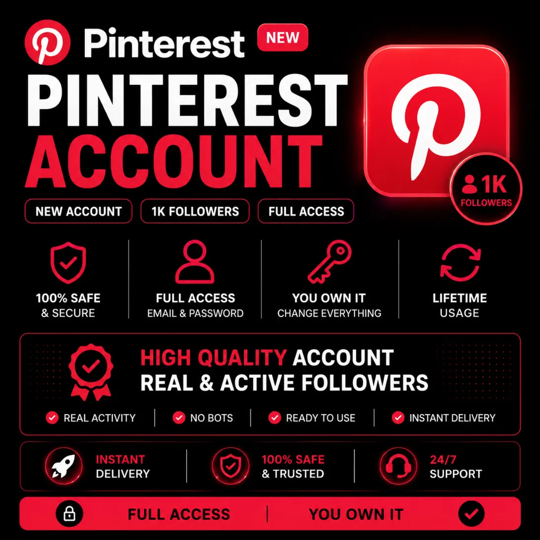 Pinterest Account with 1,000 Followers | Full Access | Instant Delivery - irongamers.ru