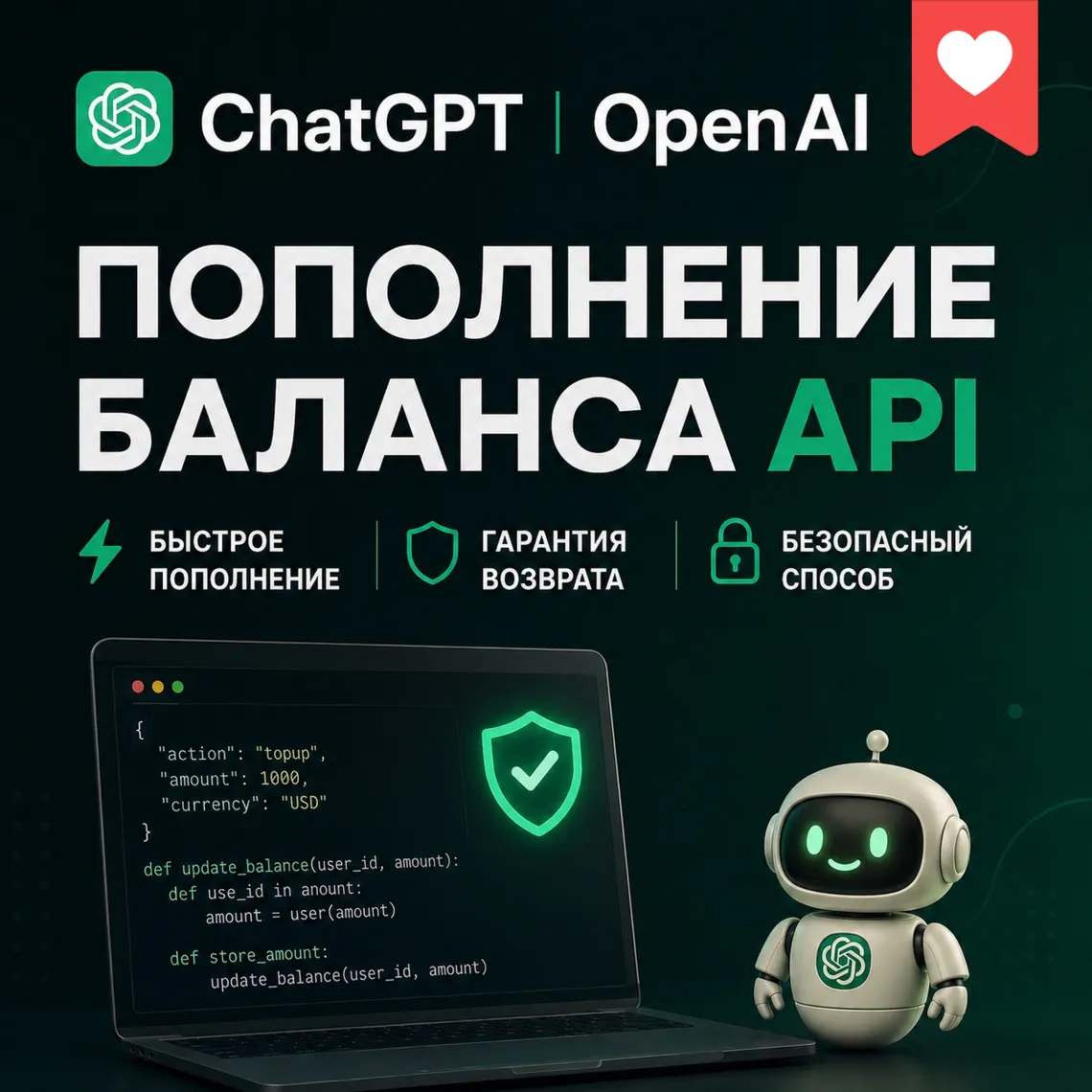 ChatGPT | OpenAI | Codex апи | Пополнение баланса API и кредитов