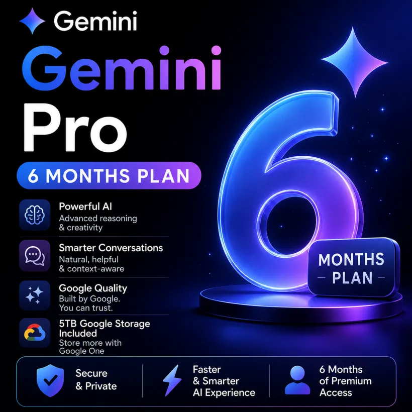 Google Gemini Pro | 6 месяцев | 5 ТБ хранилища Google | Активация по ссылке |