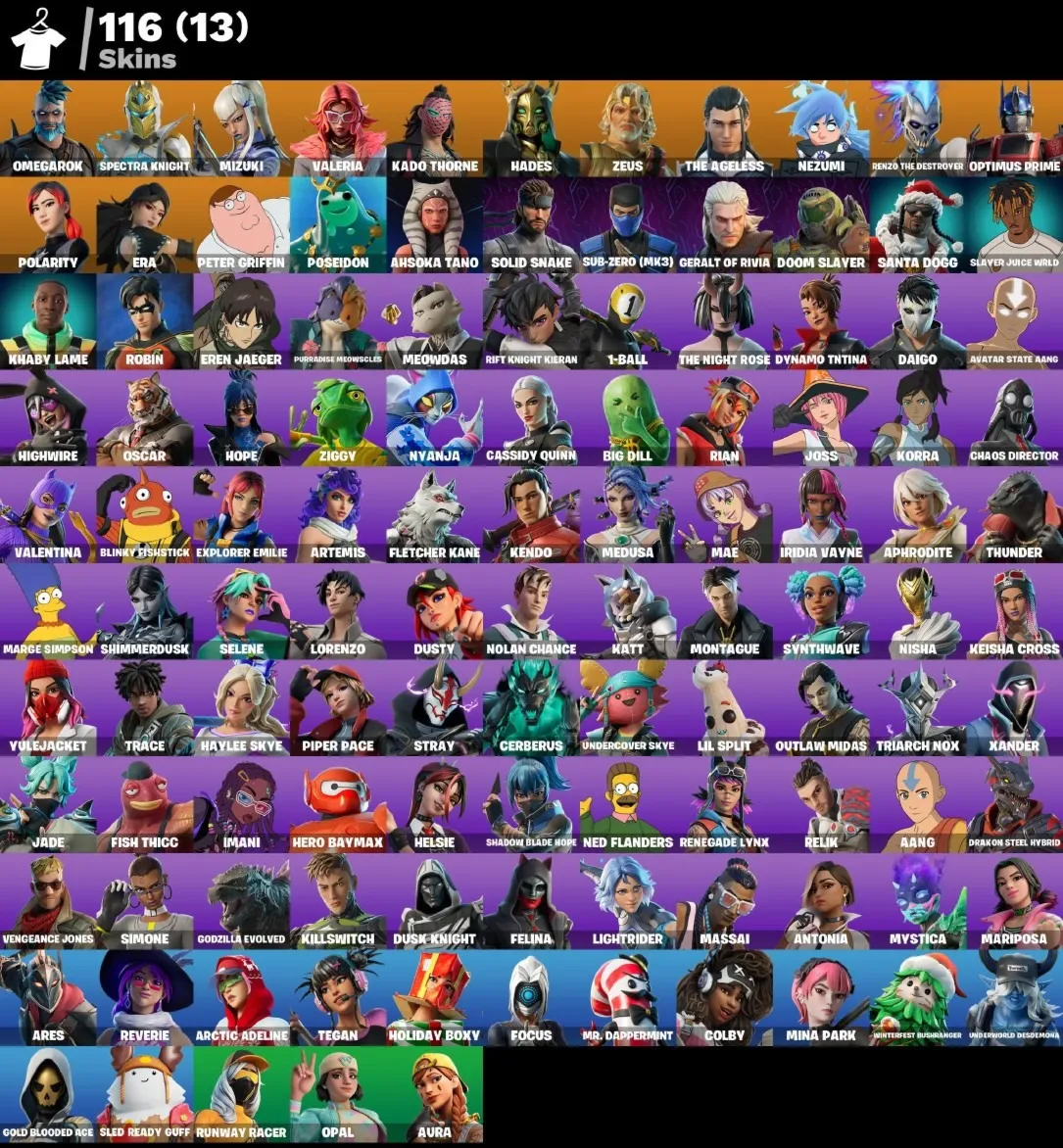 Мгновенный доступ • FN (все платформы) •116 skins • Omegarok • 650 VB • Полный доступ
