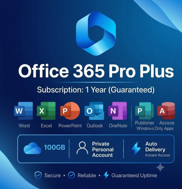 Office 365 Pro Plus | Полный набор приложений, 100 ГБ OneDrive | Windows PC/Mac | 1 г