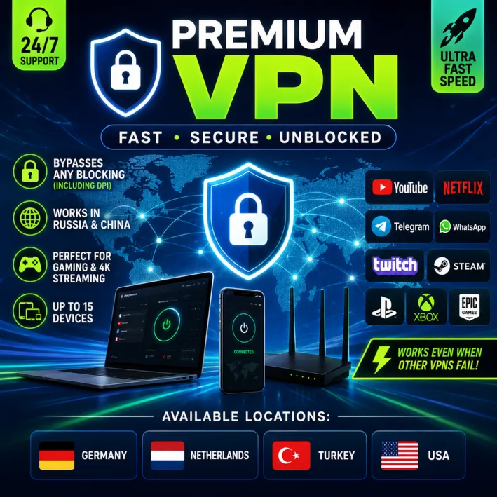VLESS  | Германия Турция США Telegram Happy Proxy