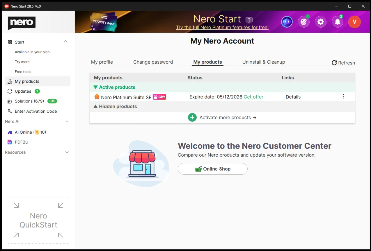 Nero Platinum Suite SE Аккаунт