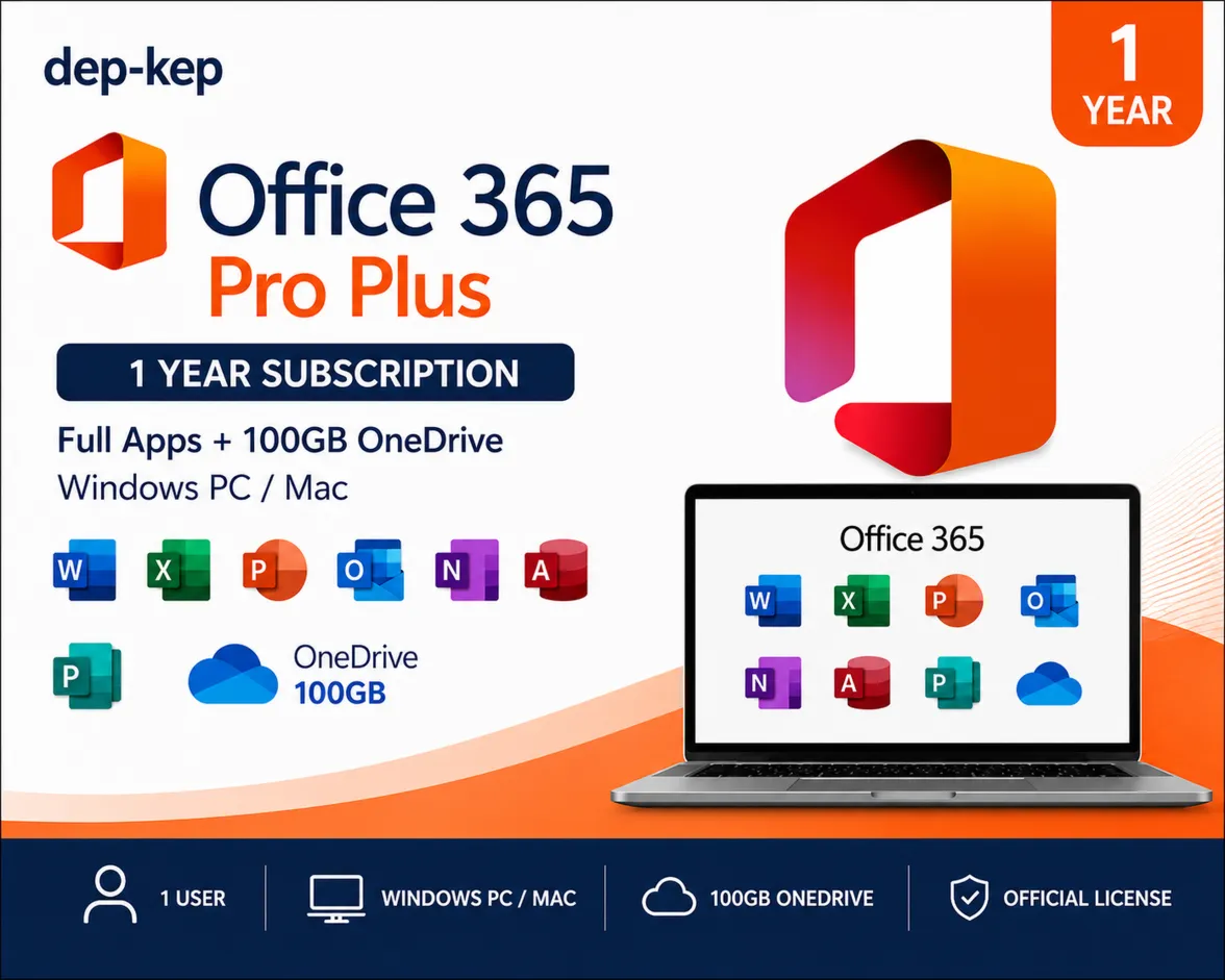 1 год Office 365 Pro Plus | Полный набор приложений + 100 ГБ OneDrive | Windows PC/Ma - irongamers.ru