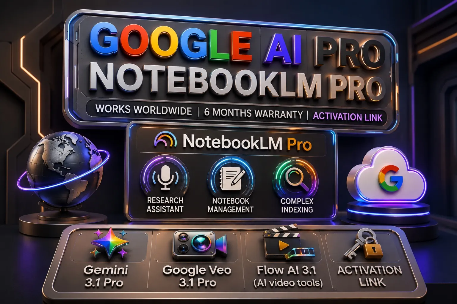 План NotebookLM Pro + [Google AI Pro] + Veo 3 + подписка Nano с гарантией 6 месяцев
