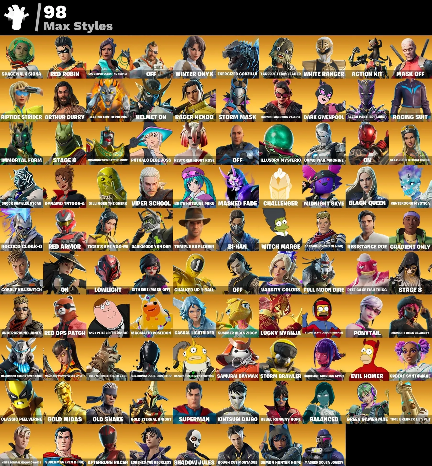 Мгновенный доступ • FN (все платформы) • 238 skins • 1000 VB • Полный доступ