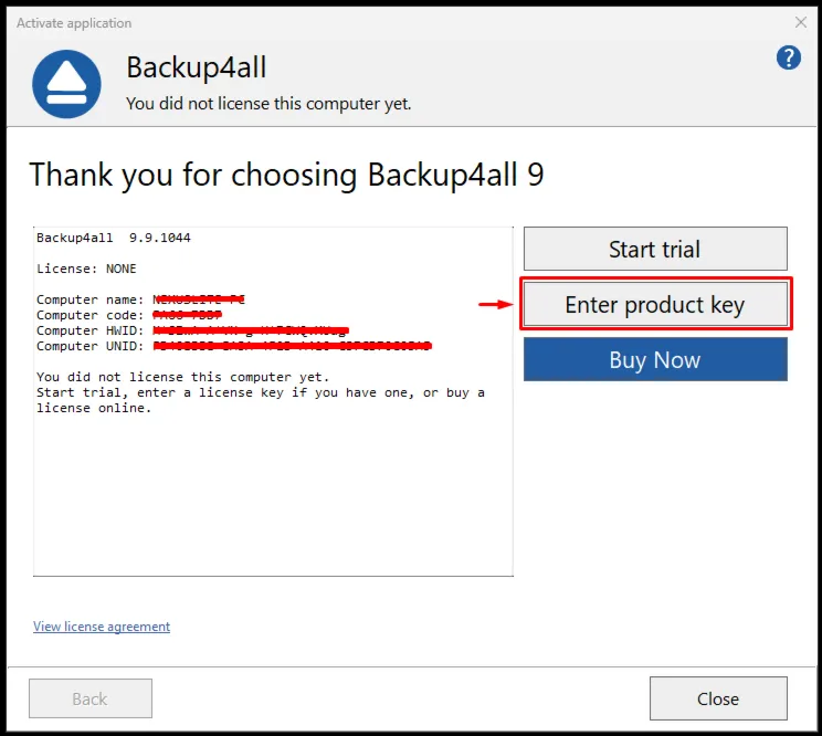 Backup4all Lite 9.9 Ключ продукта
