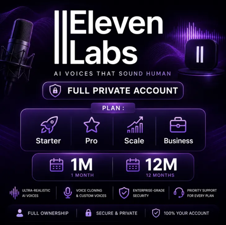 Личный аккаунт Eleven Labs на 1 месяц | Elevenlabs