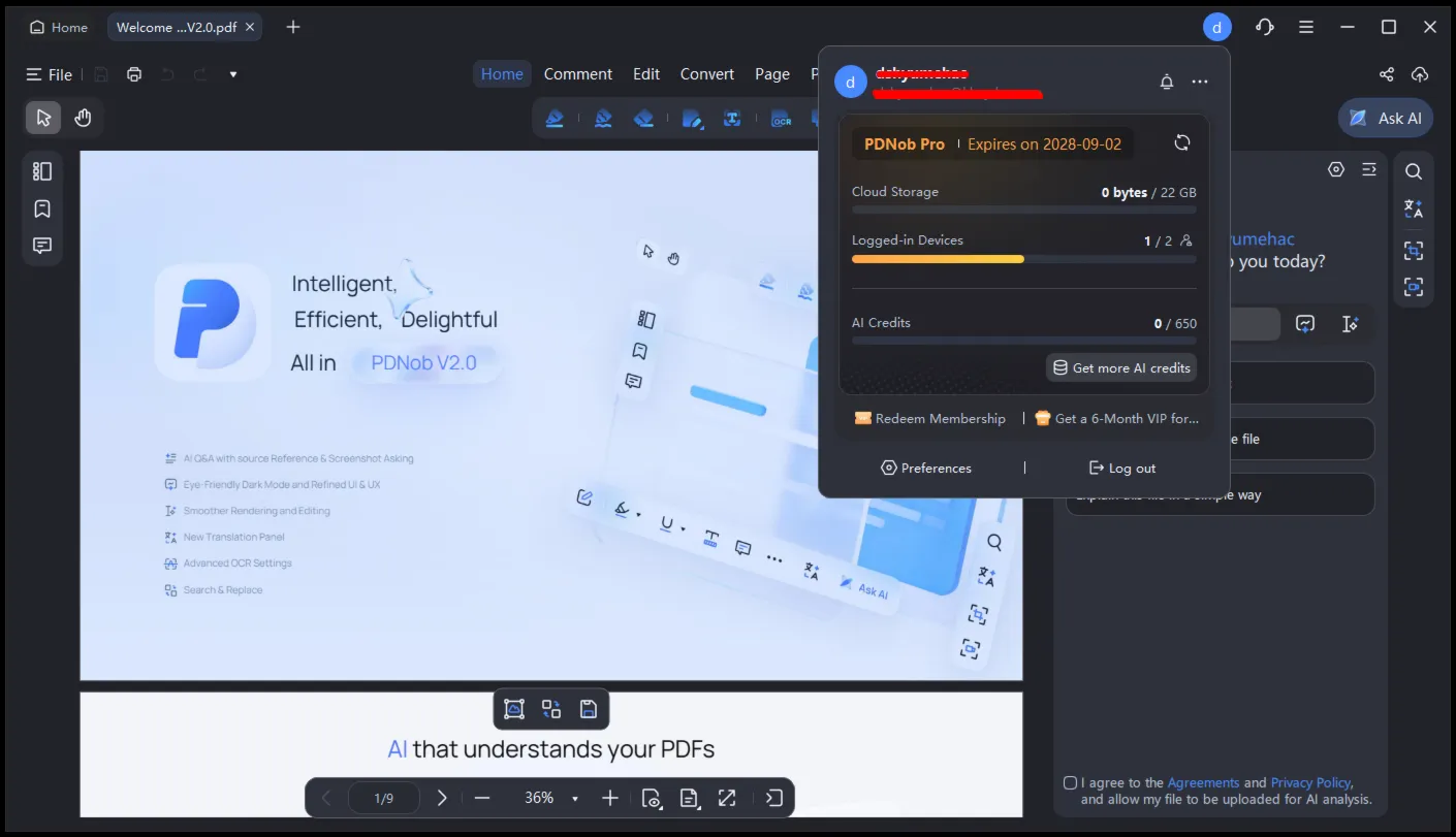 Tenorshare PDNob PDF Editor аккаунта