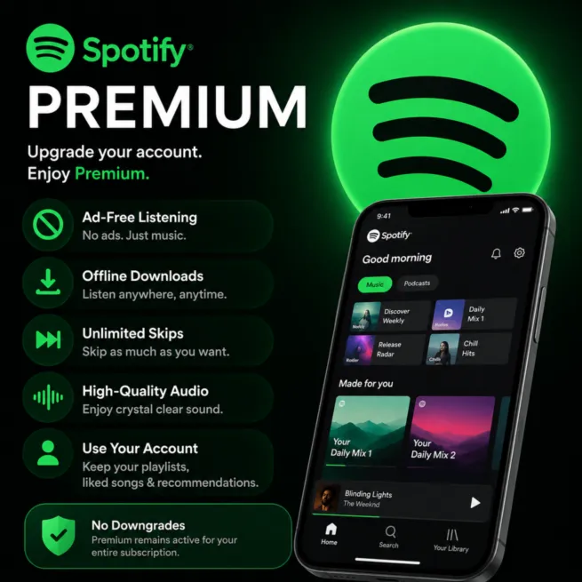 Spotify Premium – 3-6-12 months – Мгновенная доставка – Автоматическое обновление
