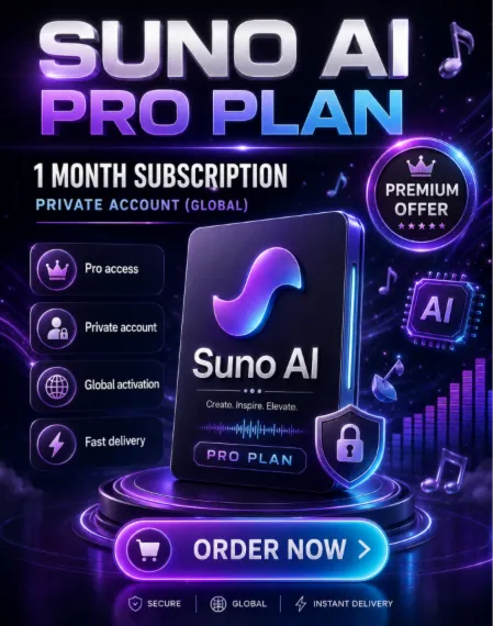 Подписка на тариф Suno AI Pro на 1 месяц — личный аккаунт (по всему миру)