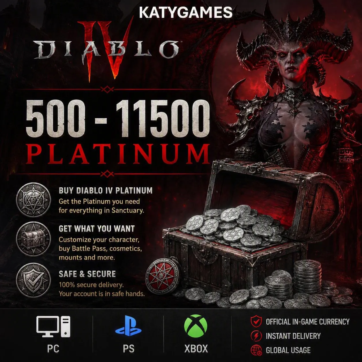 PC/PS/XBOX⭐️Платина 🔮 Diablo® IV  🔮 500 - 11500 ⭐️XBOX