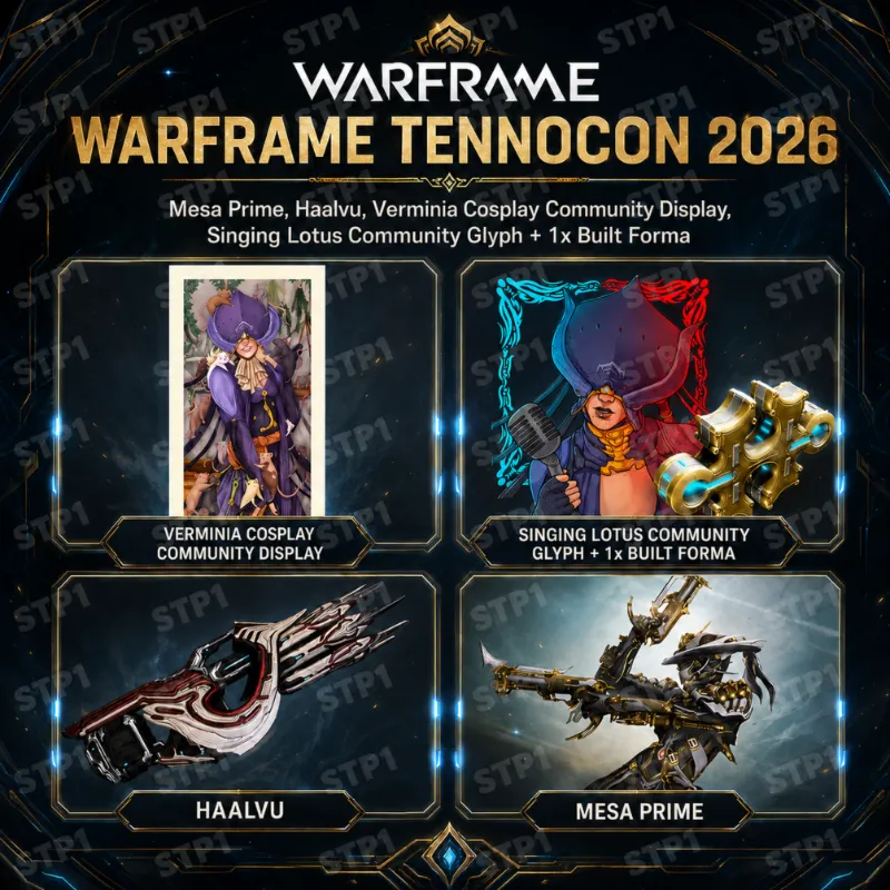 Warframe 38 предметов 2026 Twitch Drop💎 TennoCon💎 Mesa Prime, Haalvu Sentient Minigun
