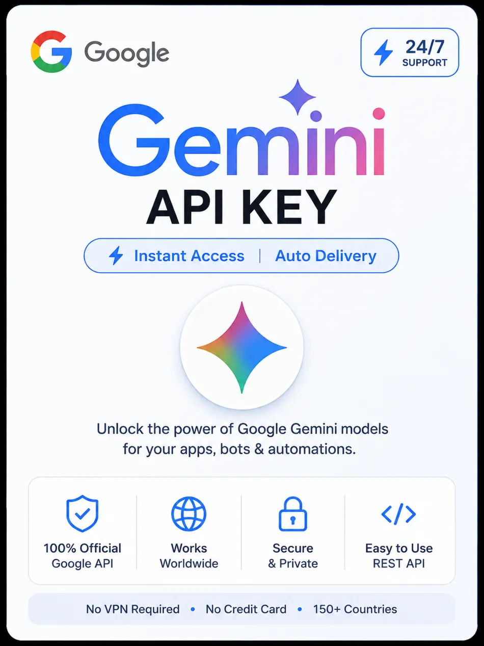 Google Gemini API Key | Мгновенная доставка | Официальный Google AI Studio | Работ