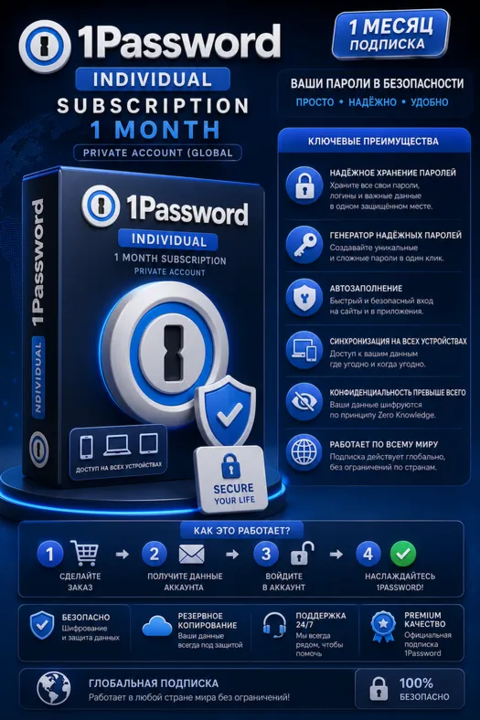 1Password Individual Subscription 1 Year - Private Account (Global)