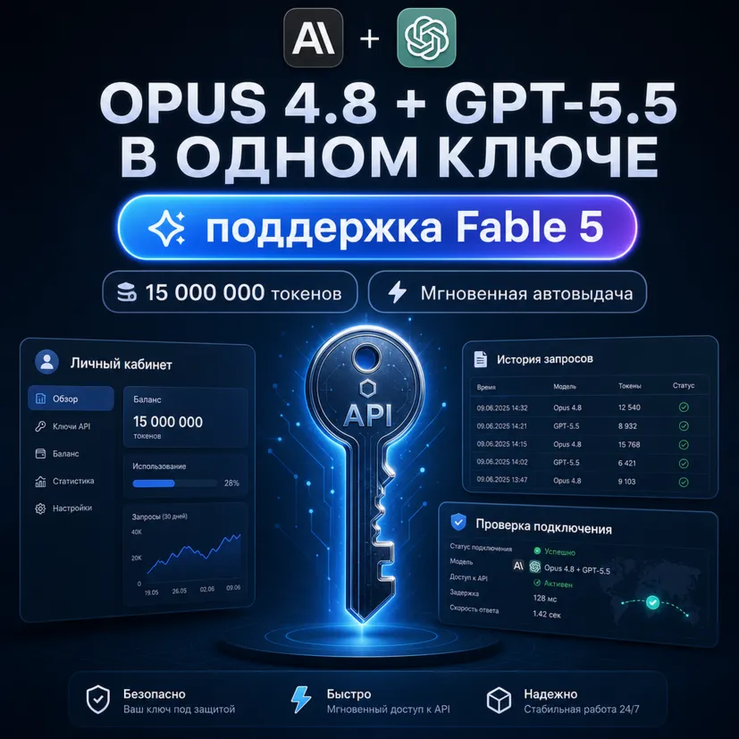 Gemini 3.5 + Fable 5 + GPT 5.6 в одном API-ключе 15M токенов