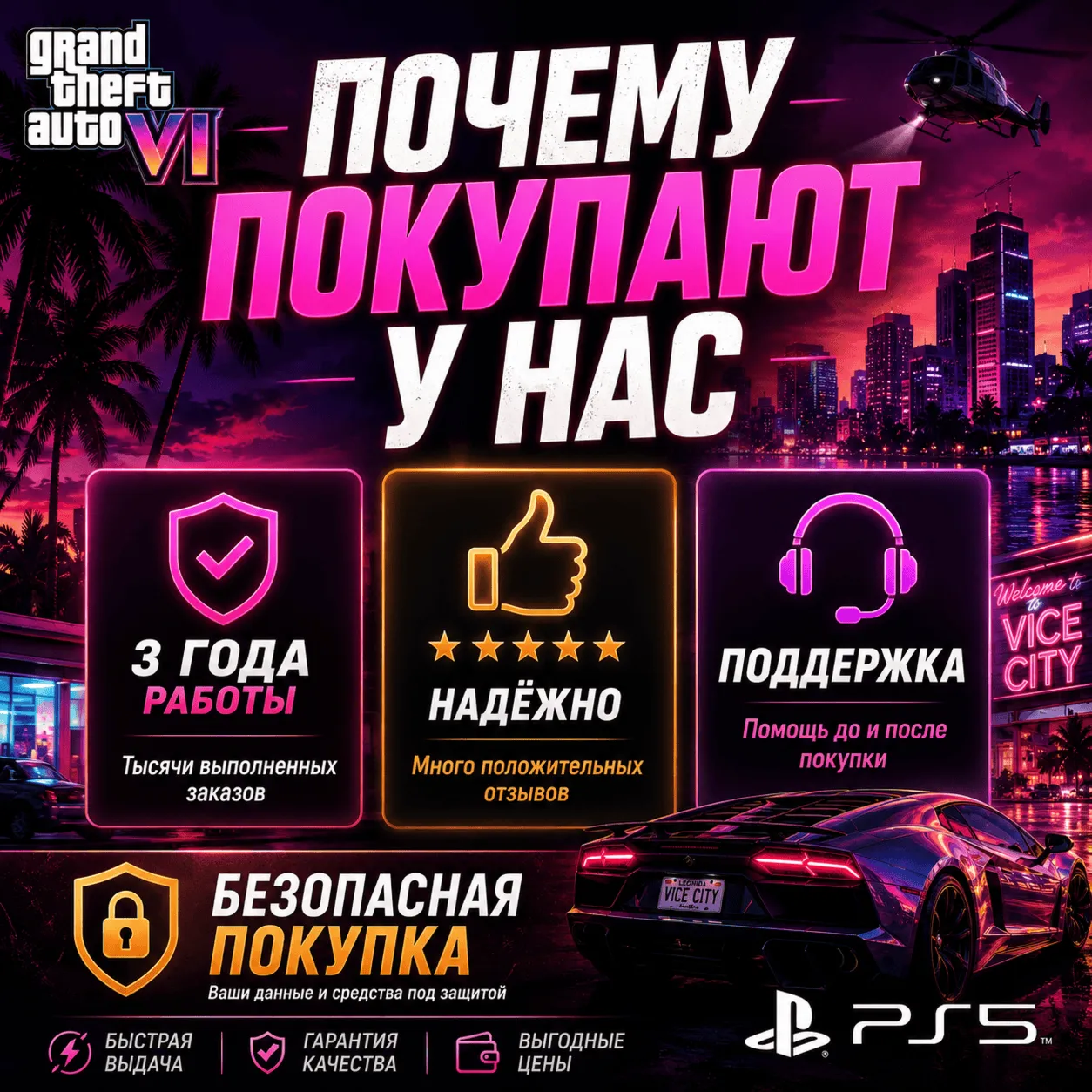 Grand Theft Auto VI PS5 На личный аккаунт ПРЕДЗАКАЗ