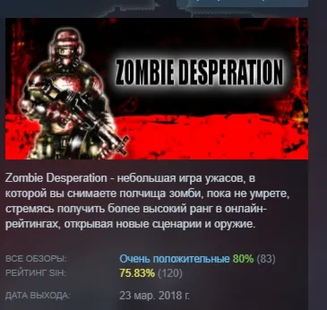 Zombie Desperation STEAM KEY REGION FREE GLOBAL