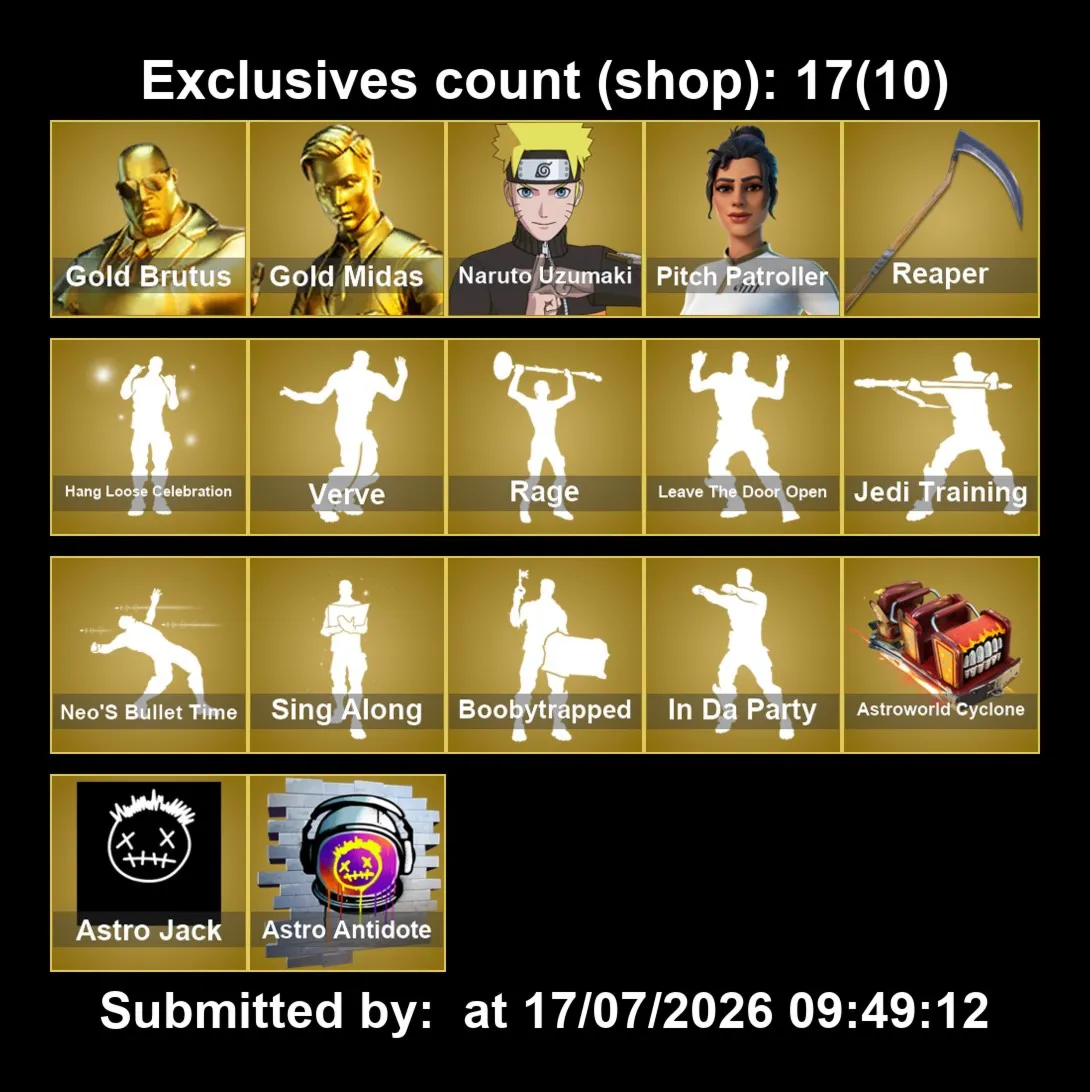 Мгновенный доступ • FN (все платформы) • 153 skins • Gold Brutus • Полный доступ