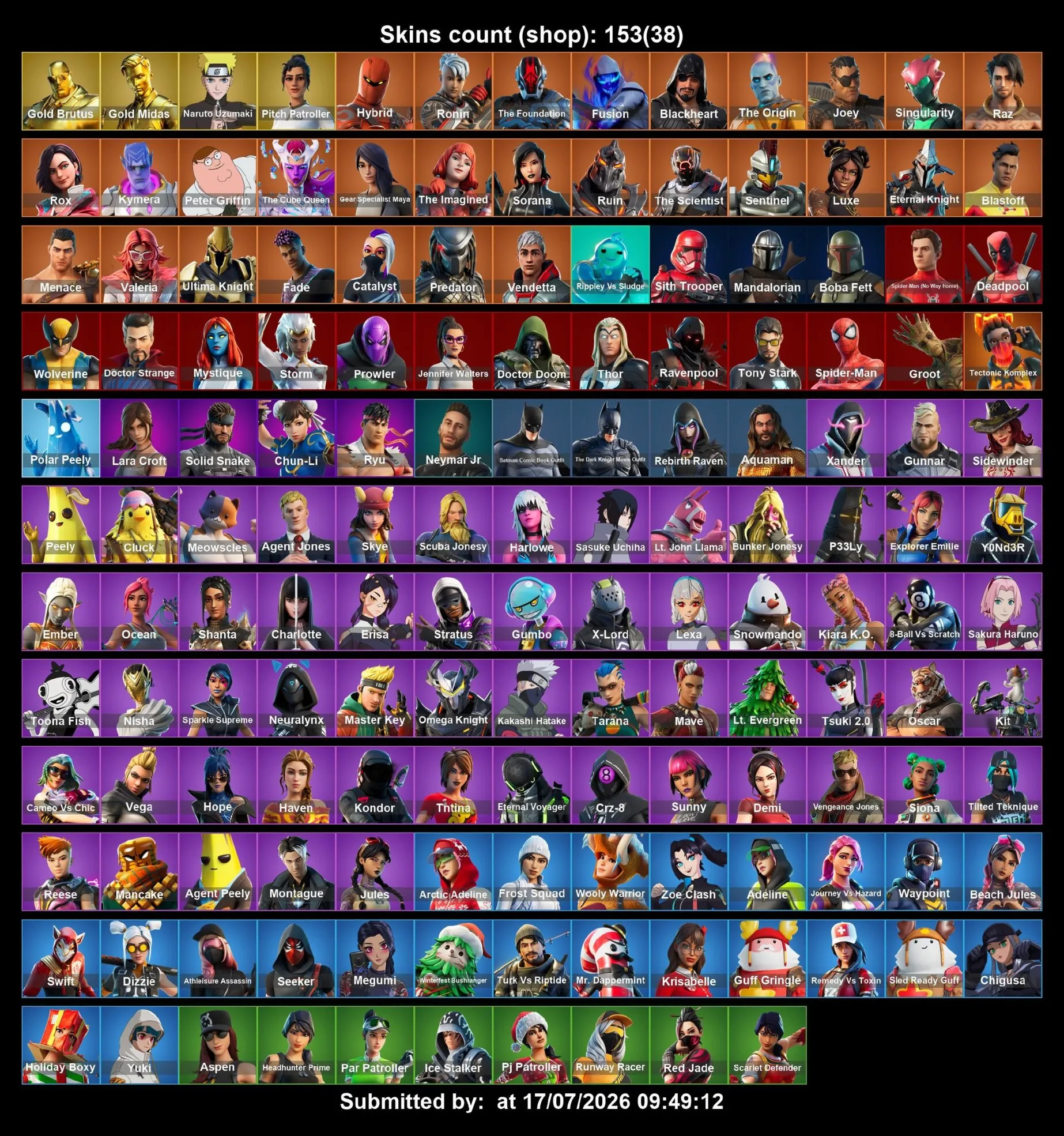Мгновенный доступ • FN (все платформы) • 153 skins • Gold Brutus • Полный доступ