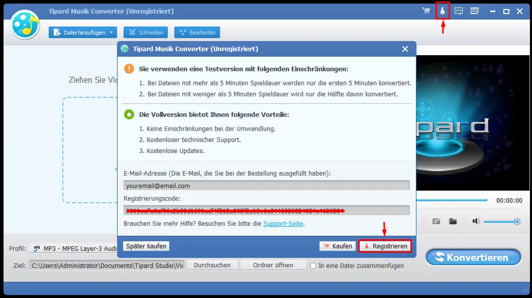 Tipard Musik Converter Код регистрации на 1 год