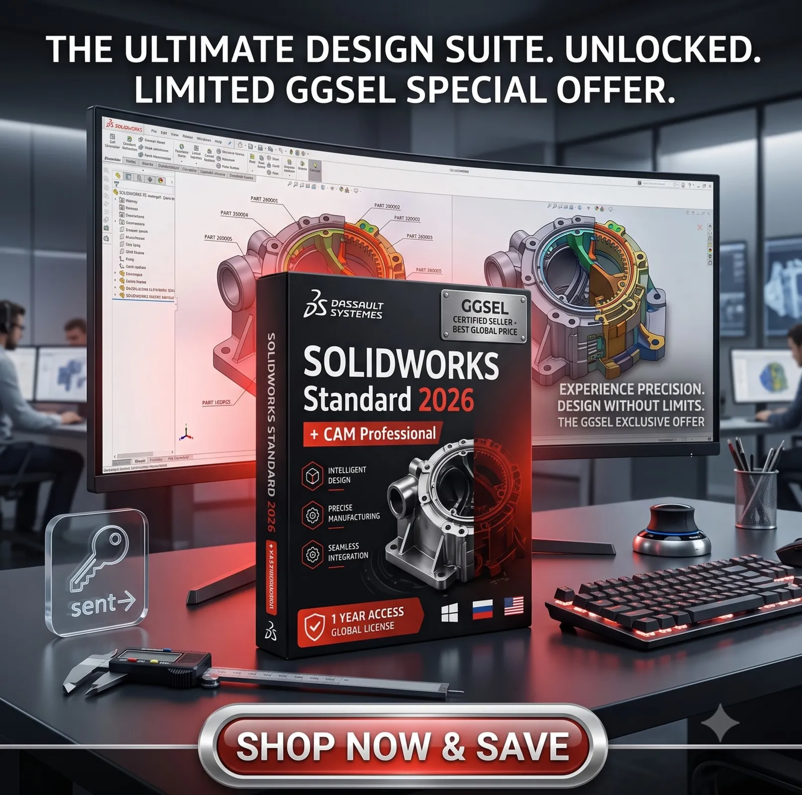 SOLIDWORKS Standard 2026 + CAM Professional | 1 год | Официальная активация
