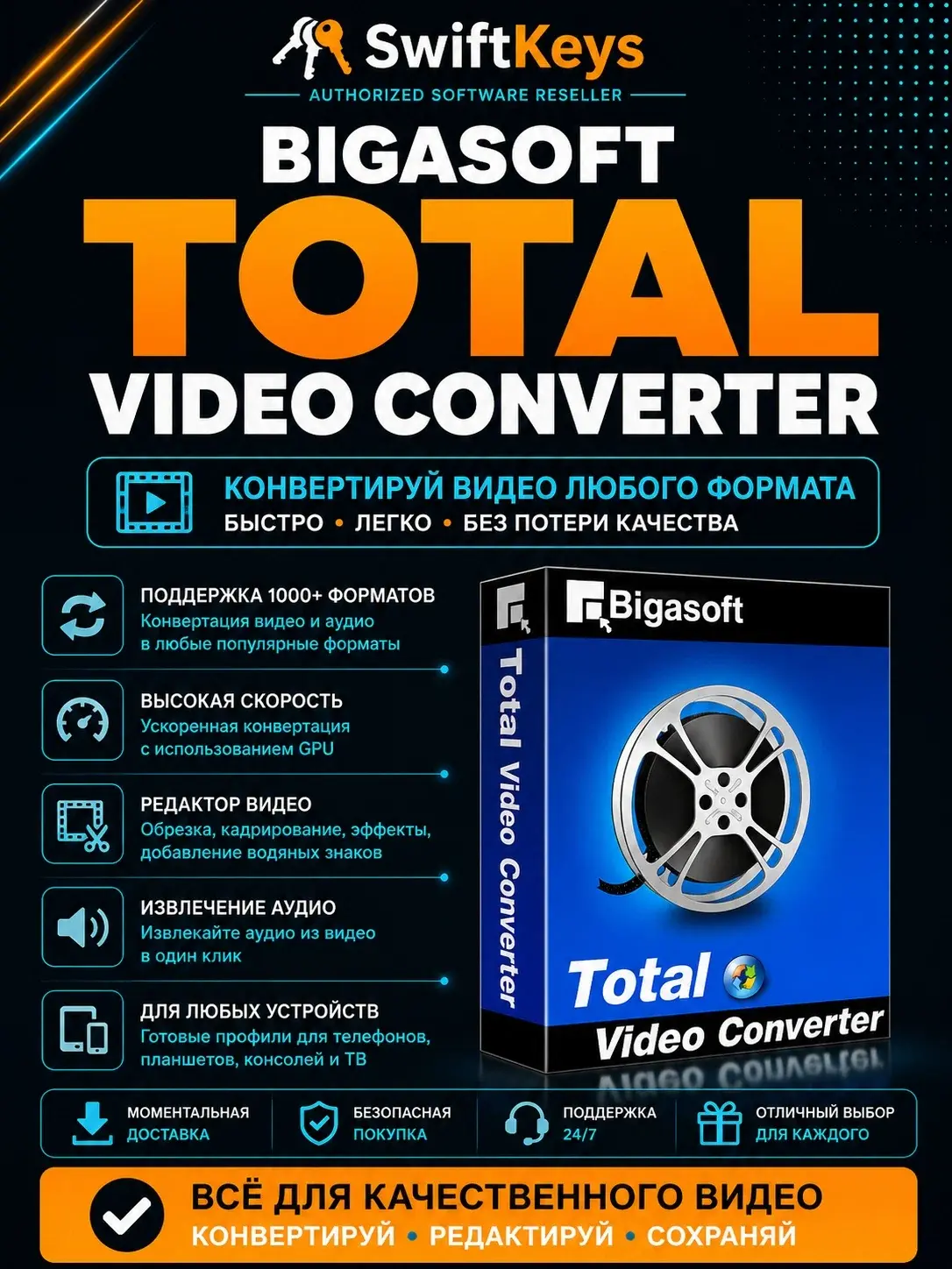 Bigasoft Total Video Converter PC Ключ / Цифровой ключ / Видео конвертер
