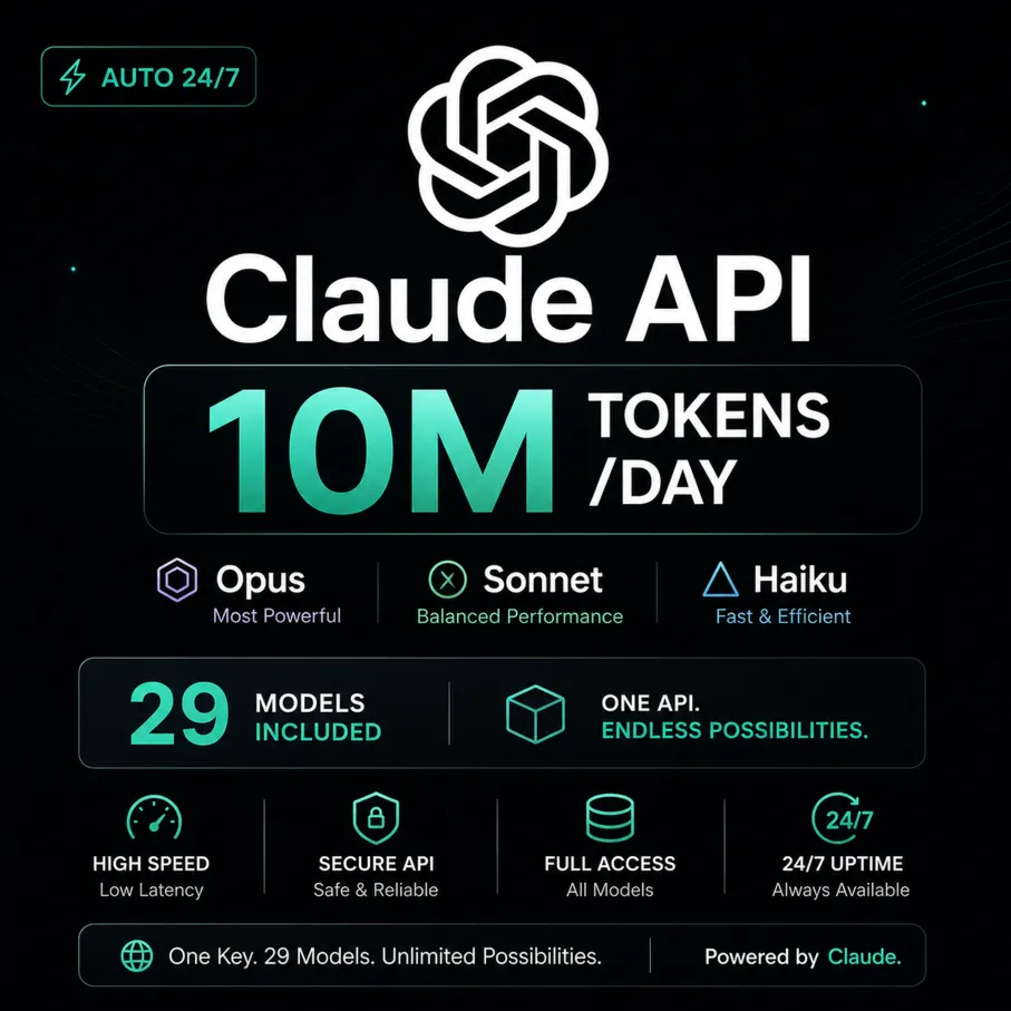 Claude API — 10 млн токенов/день | Opus, Sonnet, Haiku + 29 моделей