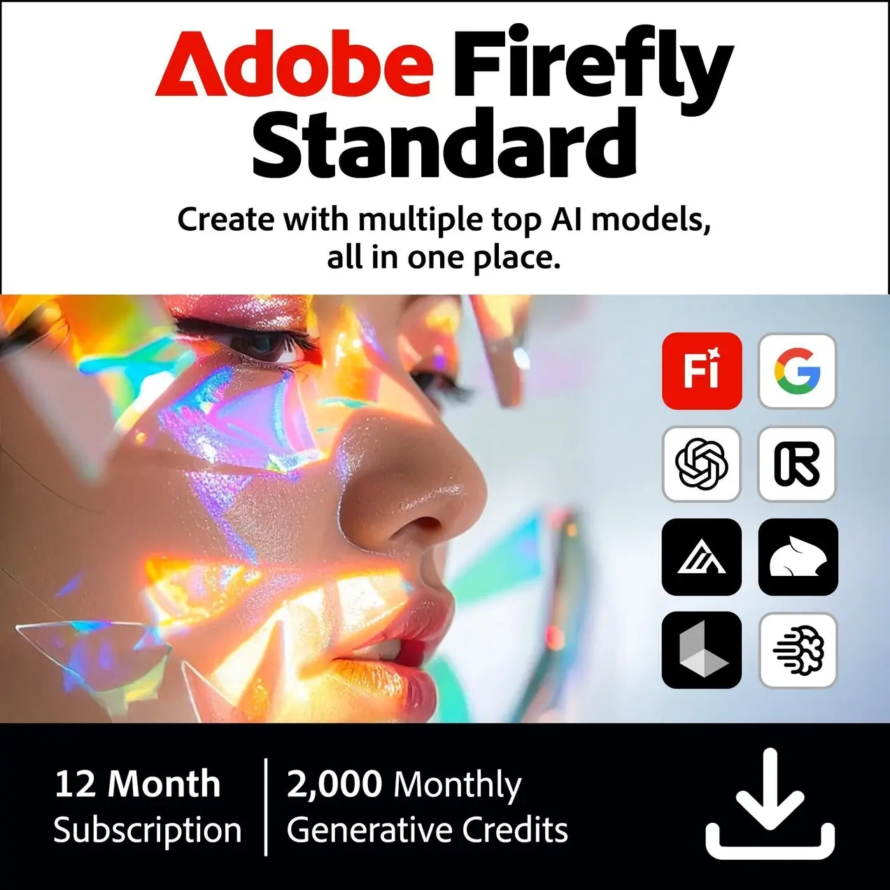 Adobe Firefly Standard | Генерация изображений и видео с помощью ИИ | 2 000 генератив