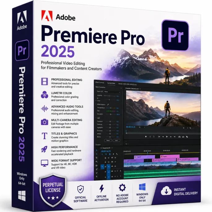 Adobe Premiere Pro 2025 | Профессиональный видеомонтаж | Бессрочная лицензия PC