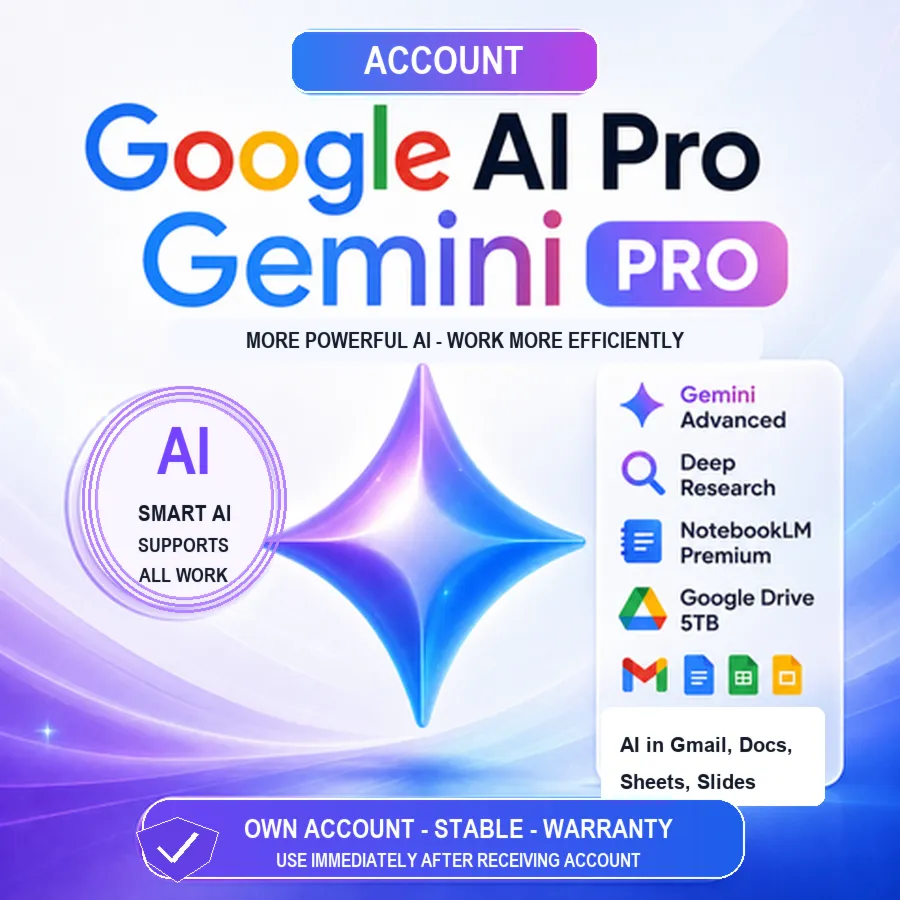 Google AI Pro Gemini Account 6 months | 5TB Storage | Full Warranty