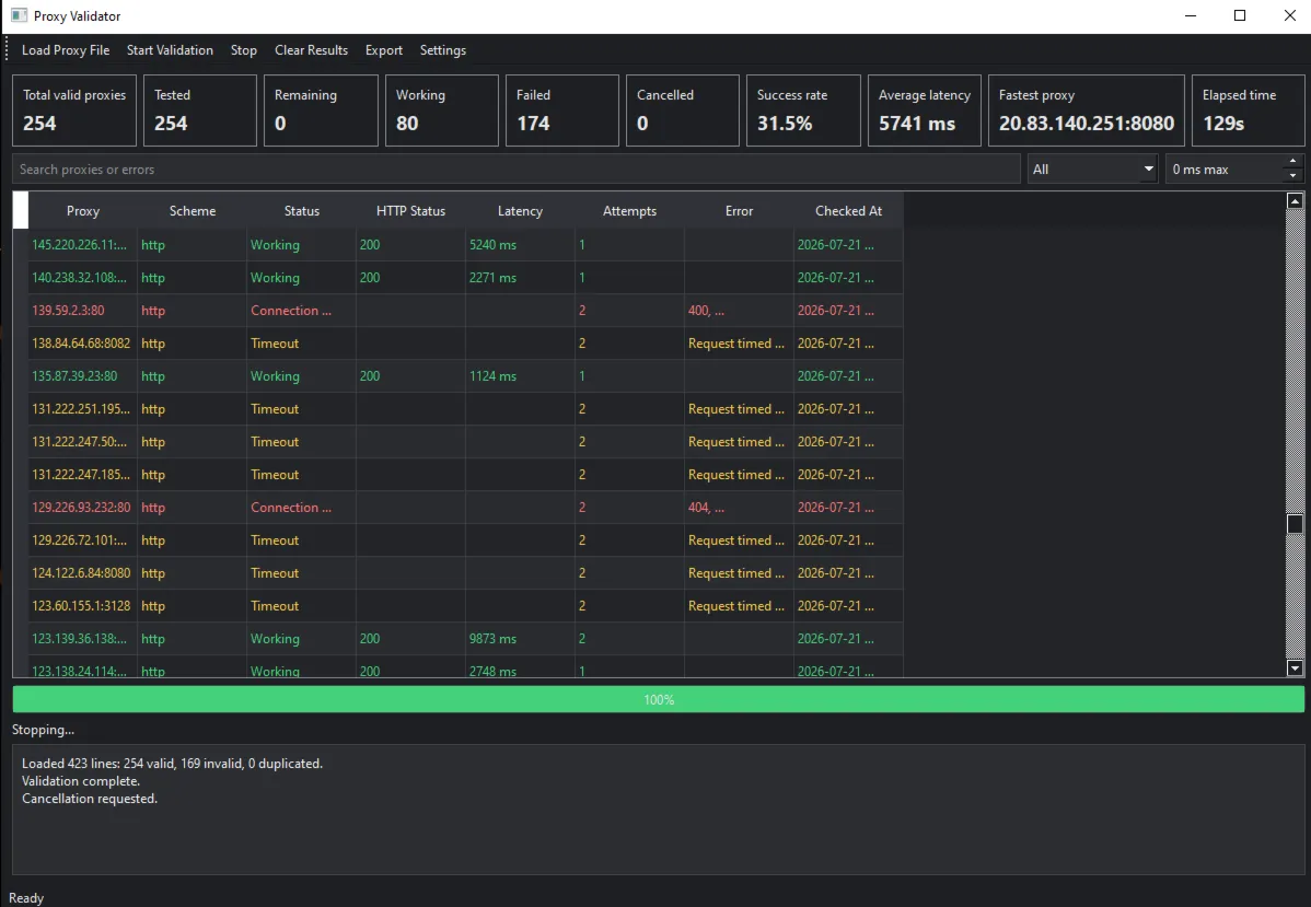 Proxy Validator Pro ( ip:port checker )
