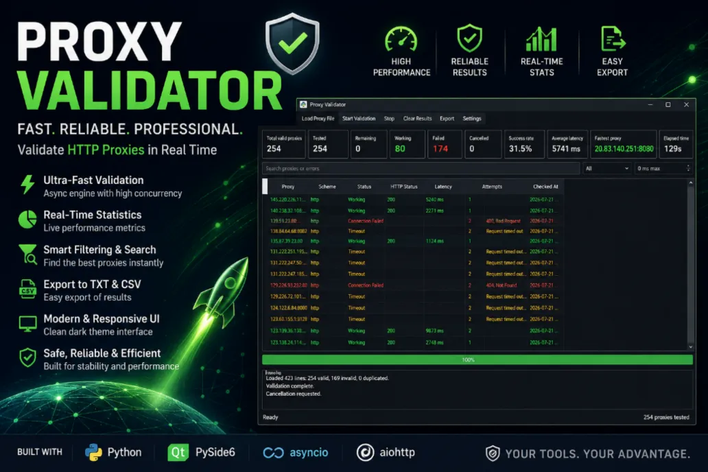 Proxy Validator Pro ( ip:port checker )