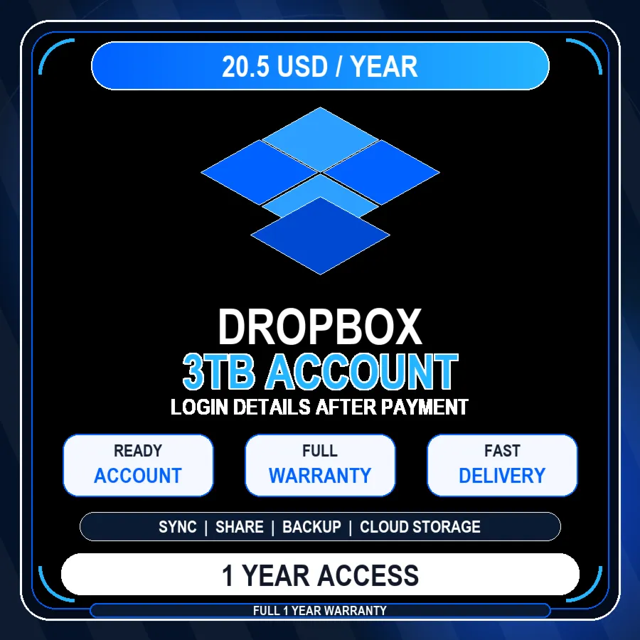 Dropbox 3TB Account 1 Year | Login Details | Full Warranty