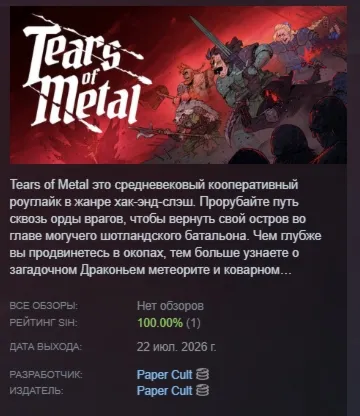 Tears of Metal АВТОДОСТАВКА STEAM GLOBAL МГНОВЕННО ЛИЦЕНЗИЯ