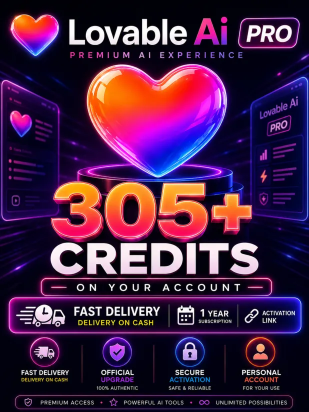 Lovable Pro  305+ кредитов на вашем аккаунте, срок действия 1 год (ссылка для актива