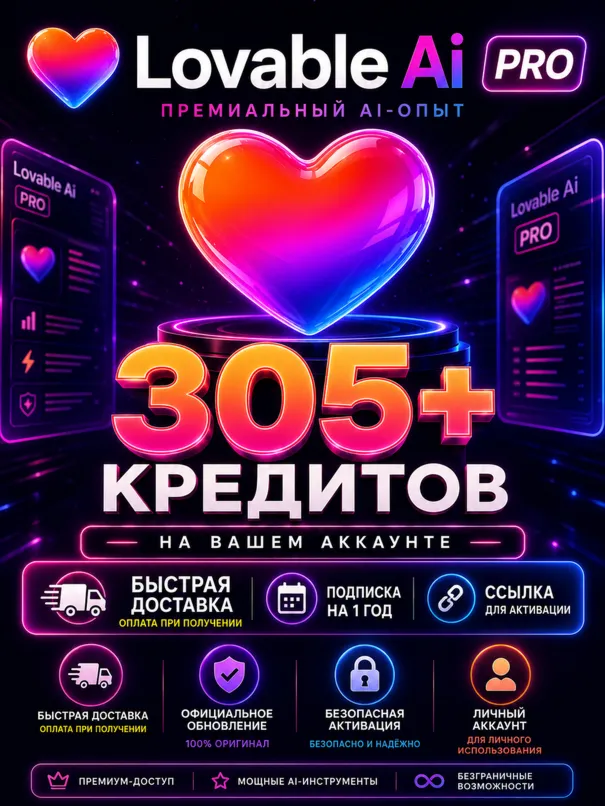 Lovable Pro  305+ кредитов на вашем аккаунте, срок действия 1 год (ссылка для актива