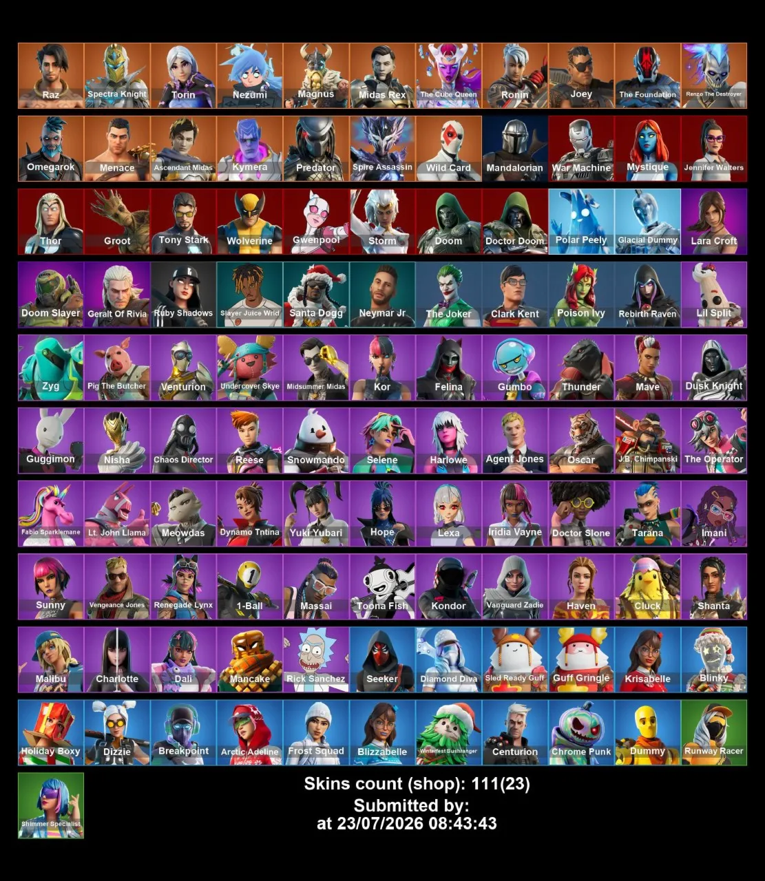 Мгновенный доступ • FN (все платформы) • 111 skins • Raz • Полный доступ