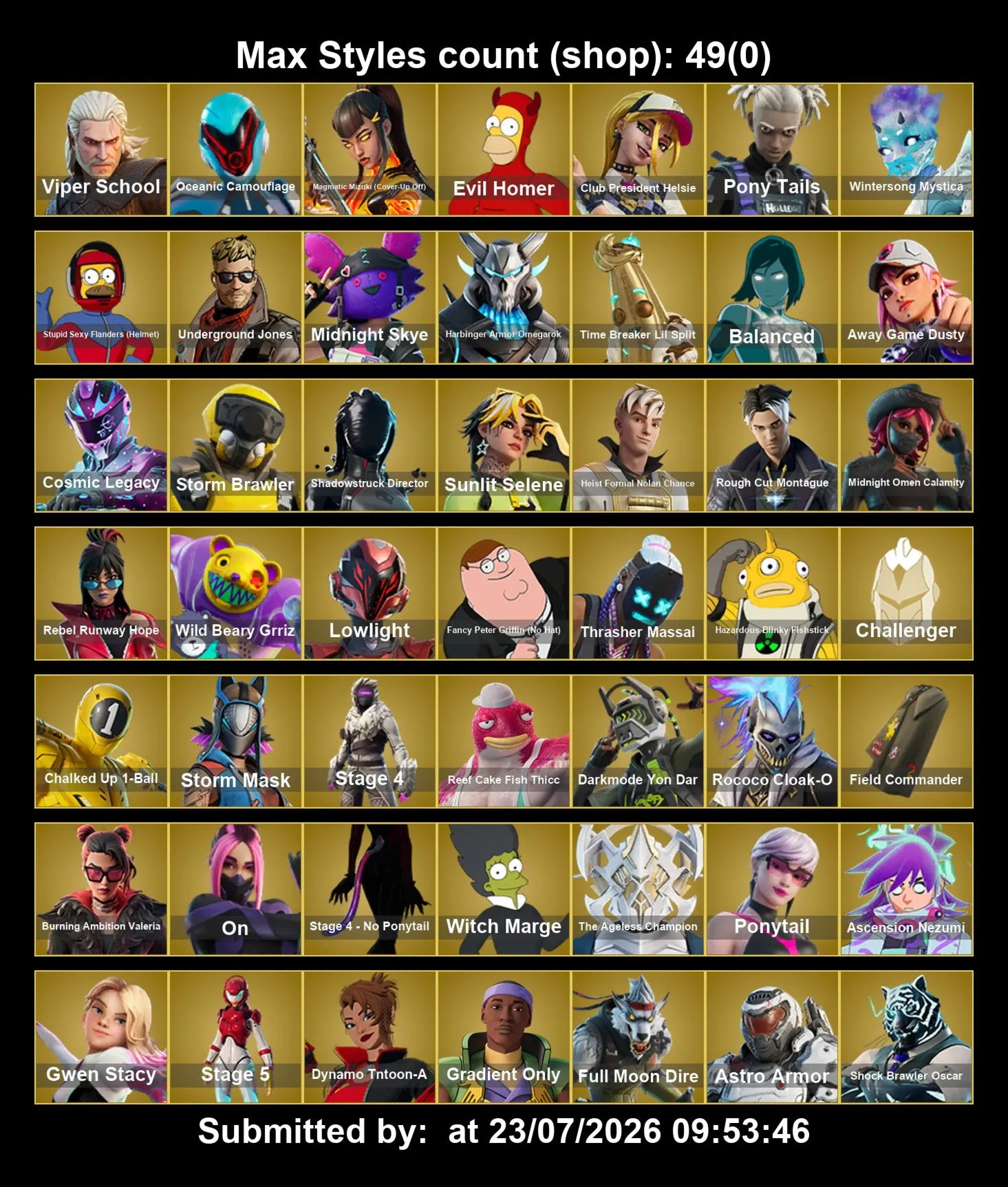 Мгновенный доступ • FN (все платформы) • 191 skins • 1100 VB • Полный доступ