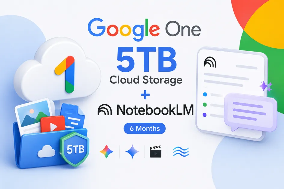 Google One 5 ТБ Облачного Хранилища | NotebookLM | 6 Месяцев
